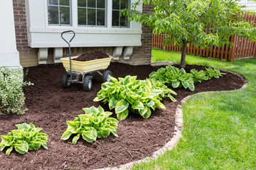 Aplicación de mulch y renovación de áreas verdes
